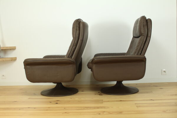 paire De fauteuils Et Ottoman Ds50 cuir De Sede Pied Tulipe Gainé, Rotatifs