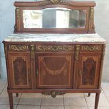 Buffet desserte Louis XVI en placage d'acajou et marqueterie de bois précie