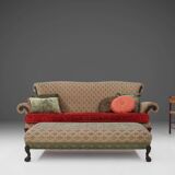 Large Victorian Sofa and Matching Ottoman, United Kingdom, 1890s