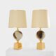 Paire de lampes en céramique et laiton de Philippe Barbier, 1970