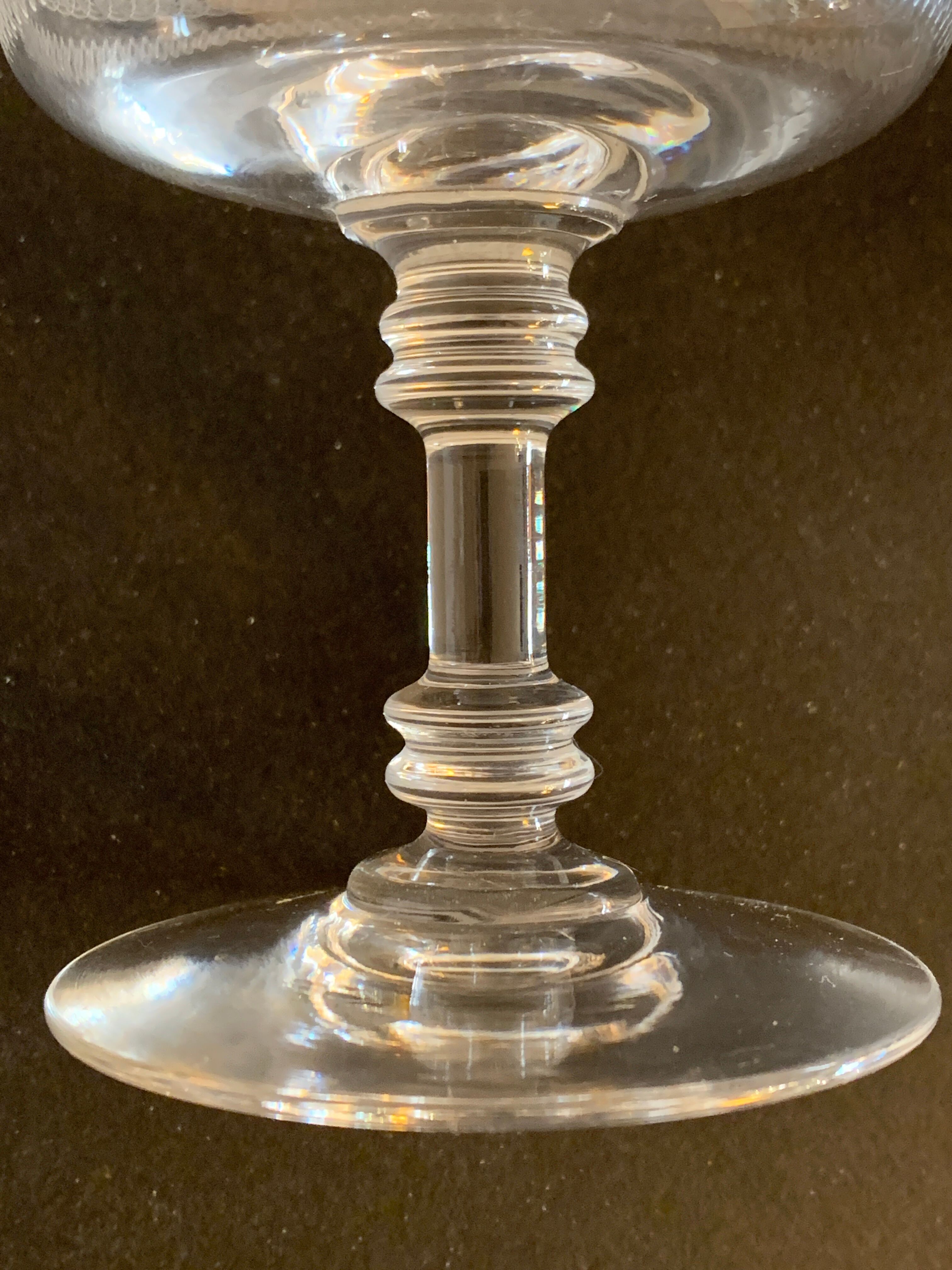 10 old crystal champagne glasses