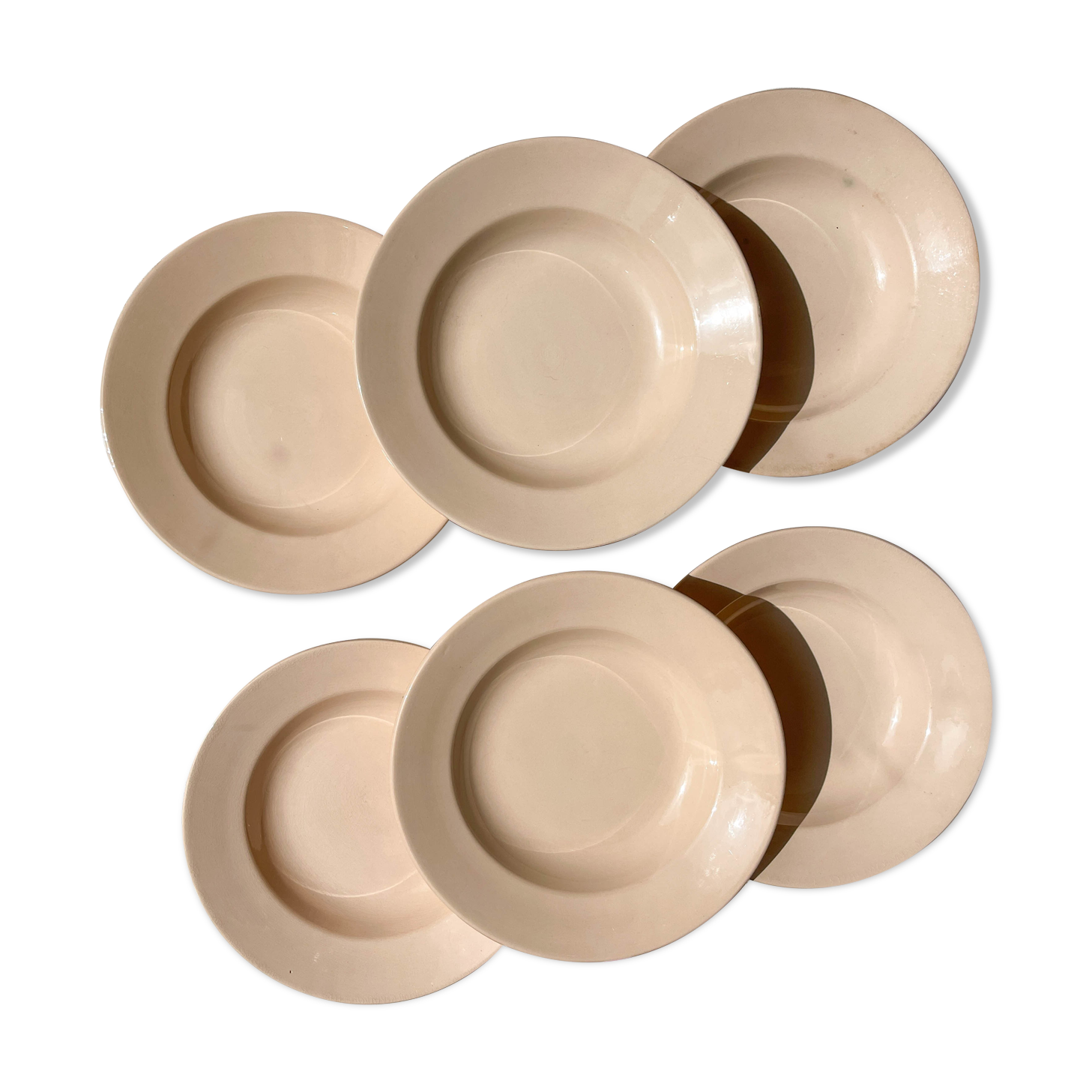 6 assiettes creuses rose digoin sarreguemines