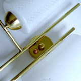 Pair vintage wall lamps 60 glass brass