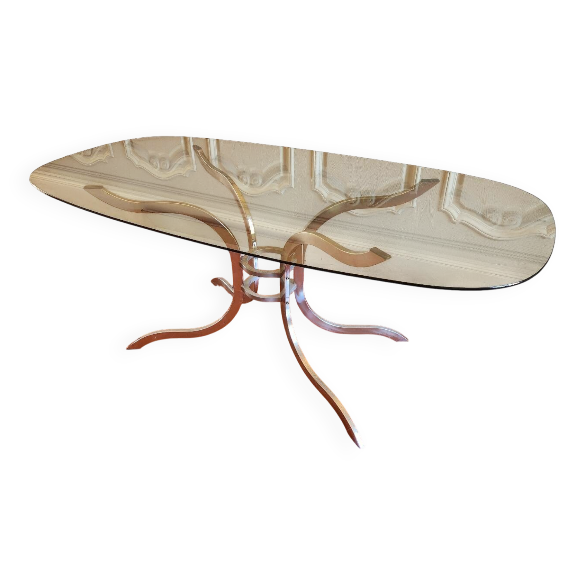 70s chrome and smoked glass dining table