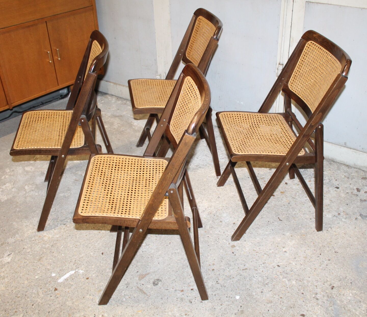 Lot of 4 canned folding chairs