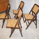 Lot de 4 chaises cannées pliantes