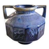Art Deco vase in blue flamed stoneware – signed Alpho (Alphonse Mouton)