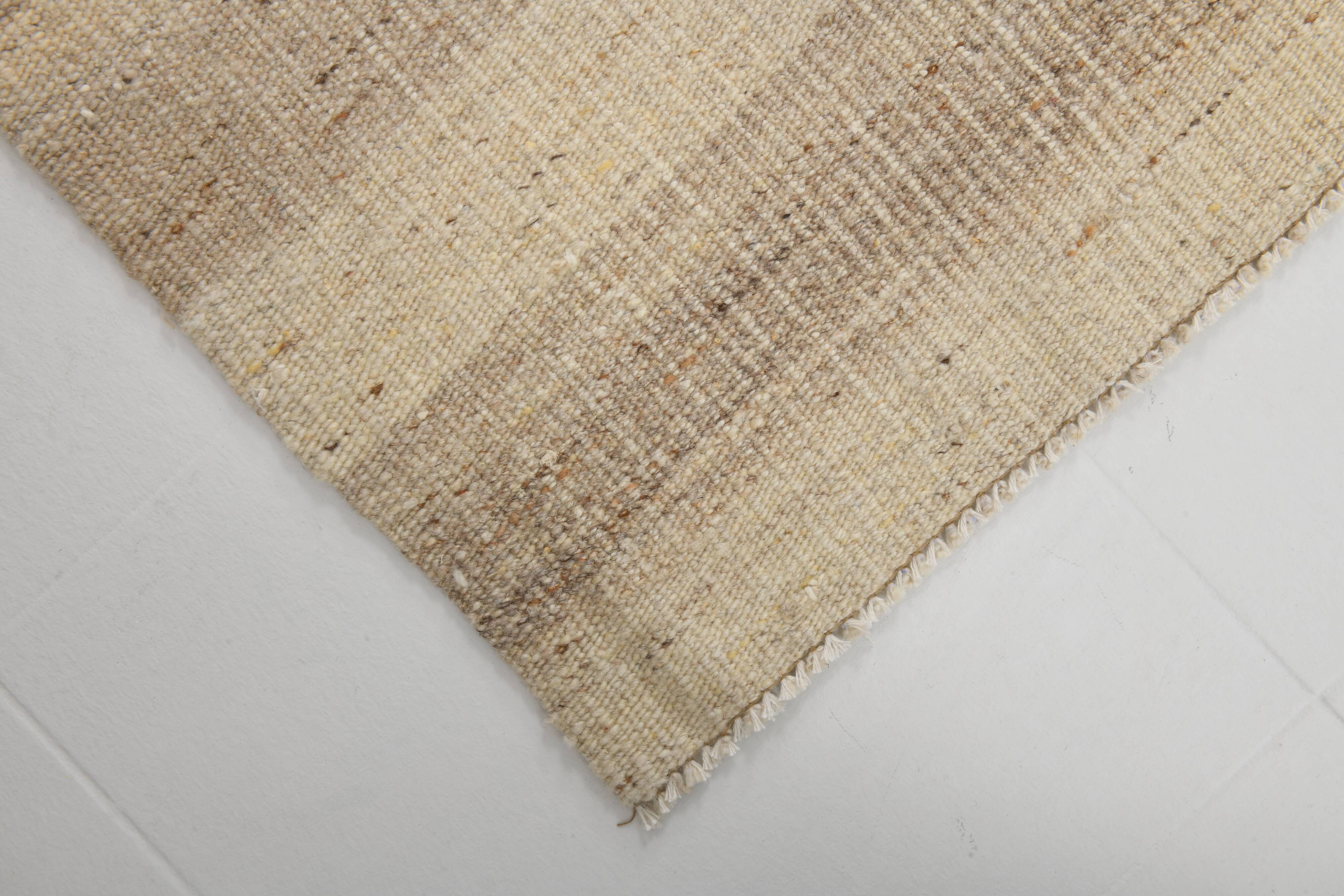 Striped Pattern Brown & Cream Vintage Kilim Rug, 220x300Cm