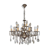 12-spoke pewter chandeliers with octagonal tassels and three sconces same style