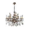 12-spoke pewter chandeliers with octagonal tassels and three sconces same style