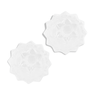 Pair of glass star candle holders