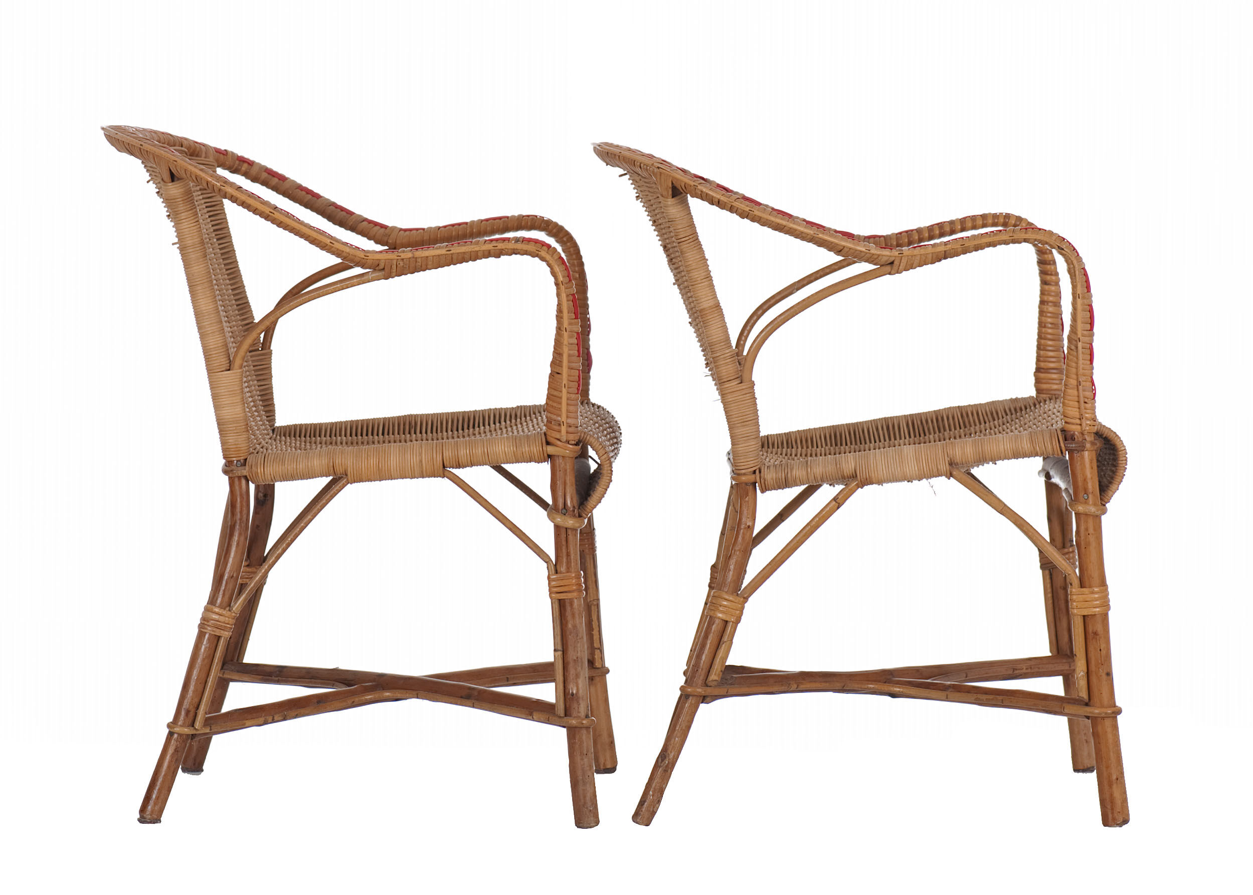 Pair of rattan armchairs year 50/60