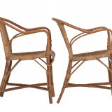 Pair of rattan armchairs year 50/60