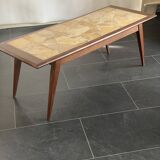 Vintage Brutalist Slate Top Salon Table