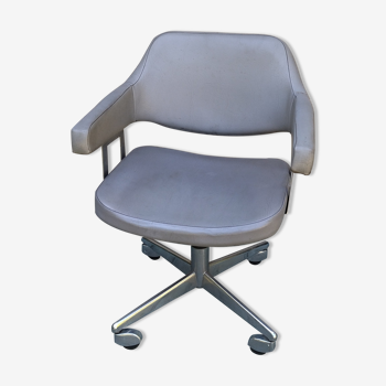 Swivel office chair, adjustable chrome skaï 60s 70s