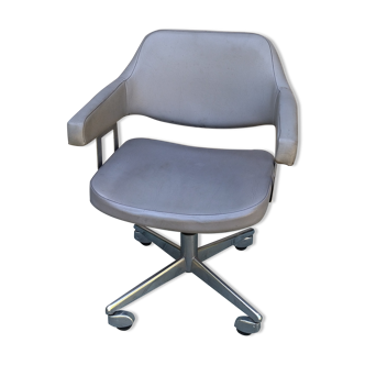 Swivel office chair, adjustable chrome skaï 60s 70s