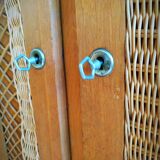 Armoire chêne et rotin tressé 60's