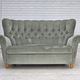 1960s, Danish 2-seater sofa. light green furniture velour.