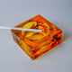 Orange ice cube ashtray by Antonio Imperatore, Murano glass, Italy, 1970