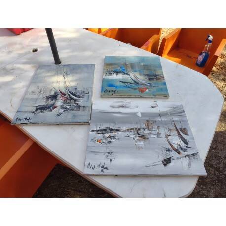 3 marine oil paintings by Robert Moifrai