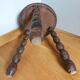 Tripod stool in wood turned coil way