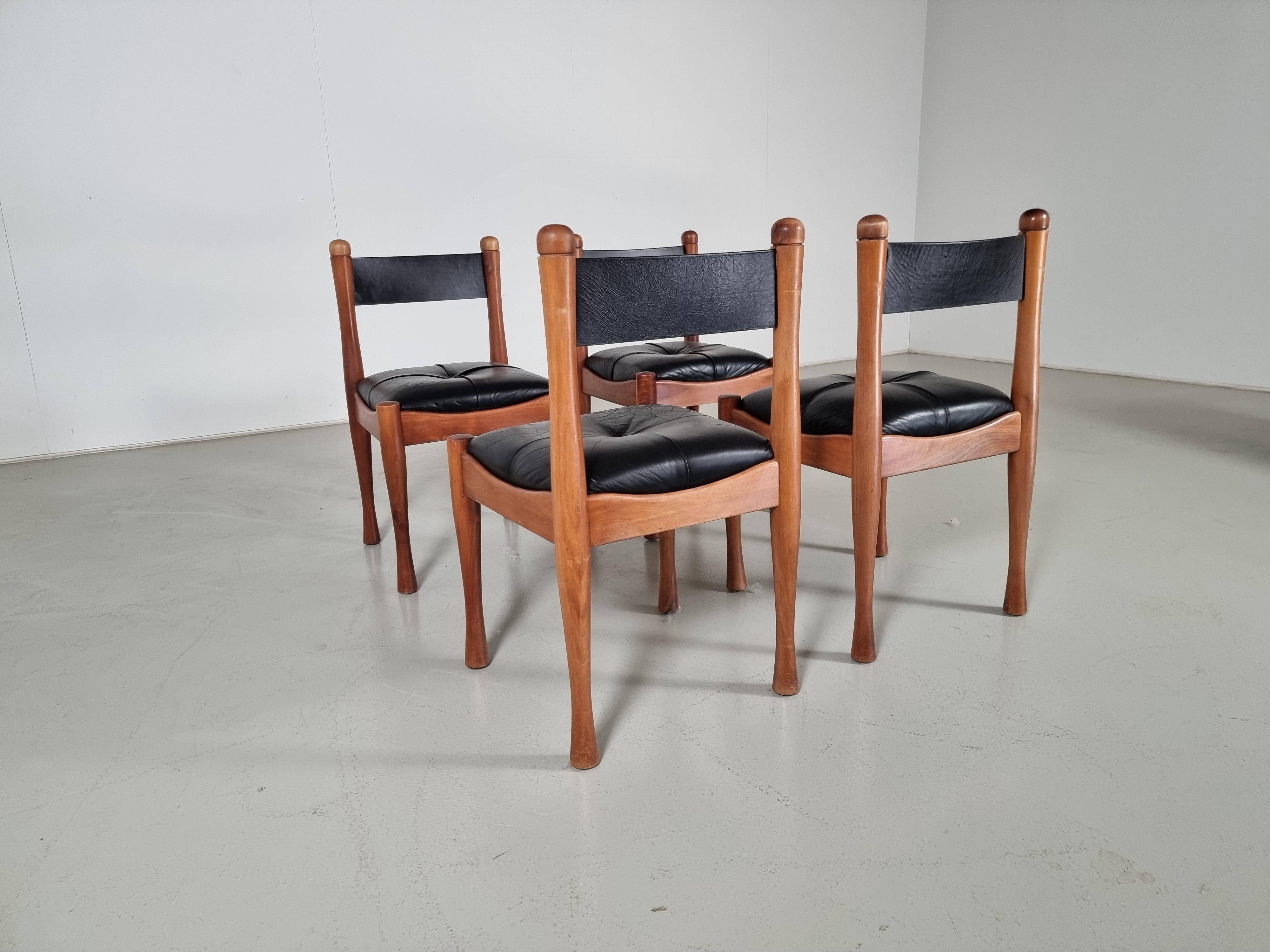 Set of 4 dining chairs by Silvio Coppola for Bernini, 1960s.