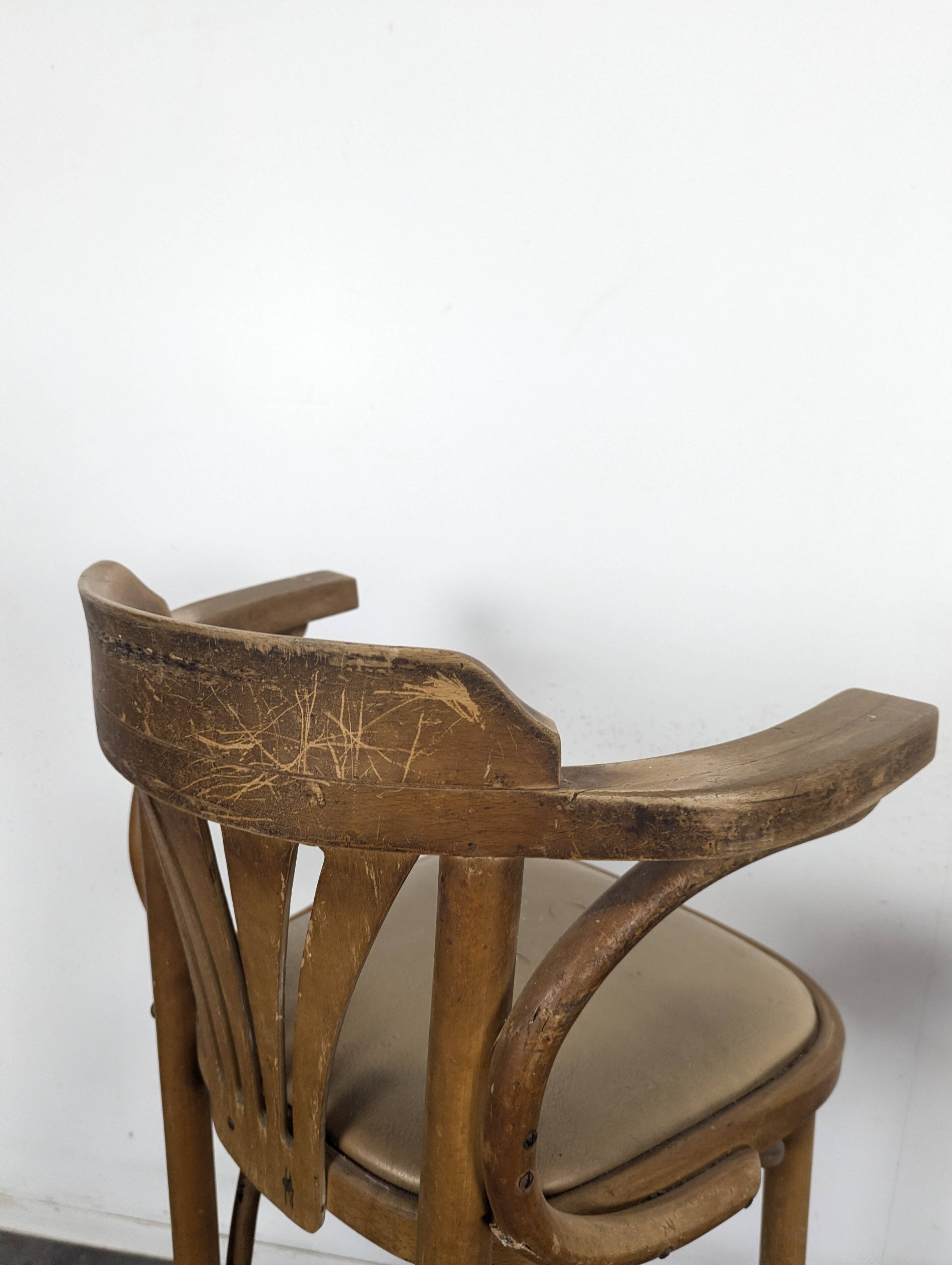 Pair of curved wooden bistro bar stools