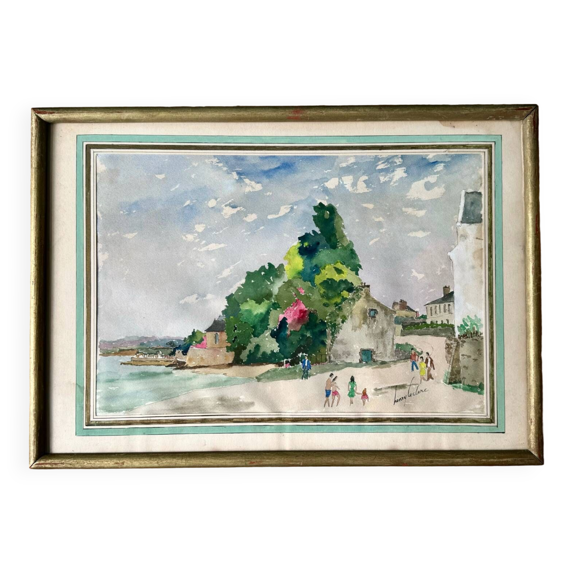 Watercolor signed Henry Leclerc, Saint-Guénolé