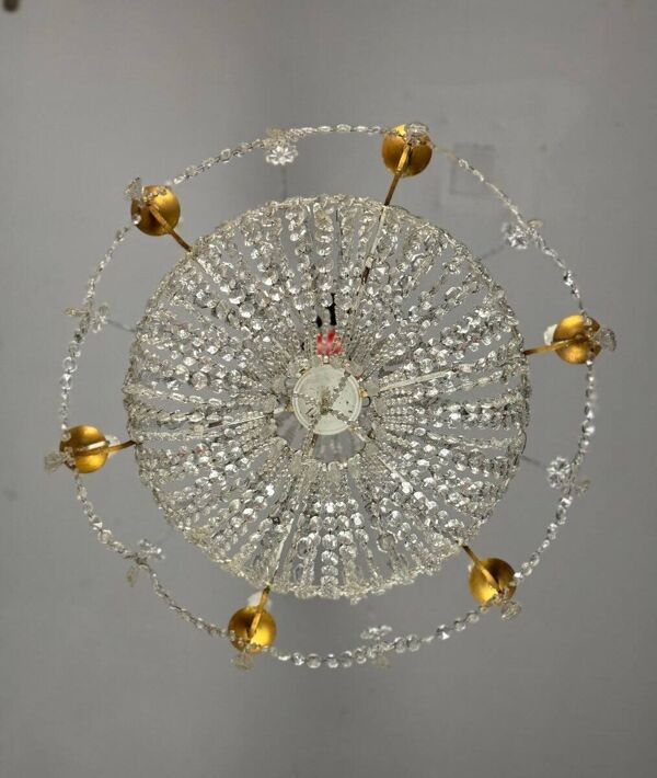Lustre sac de perle en cristaux taillés vers 1900