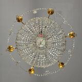 Lustre sac de perle en cristaux taillés vers 1900