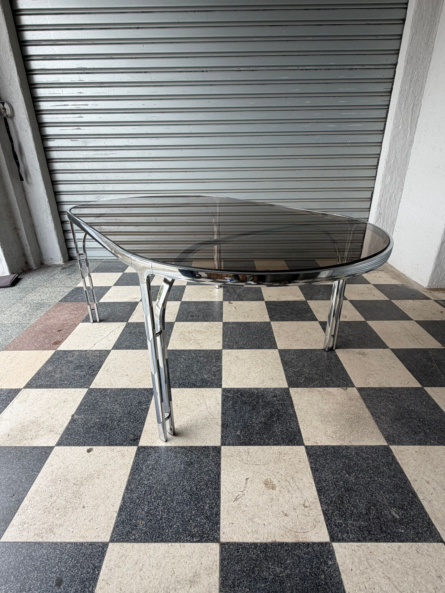 Vintage glass and chrome table