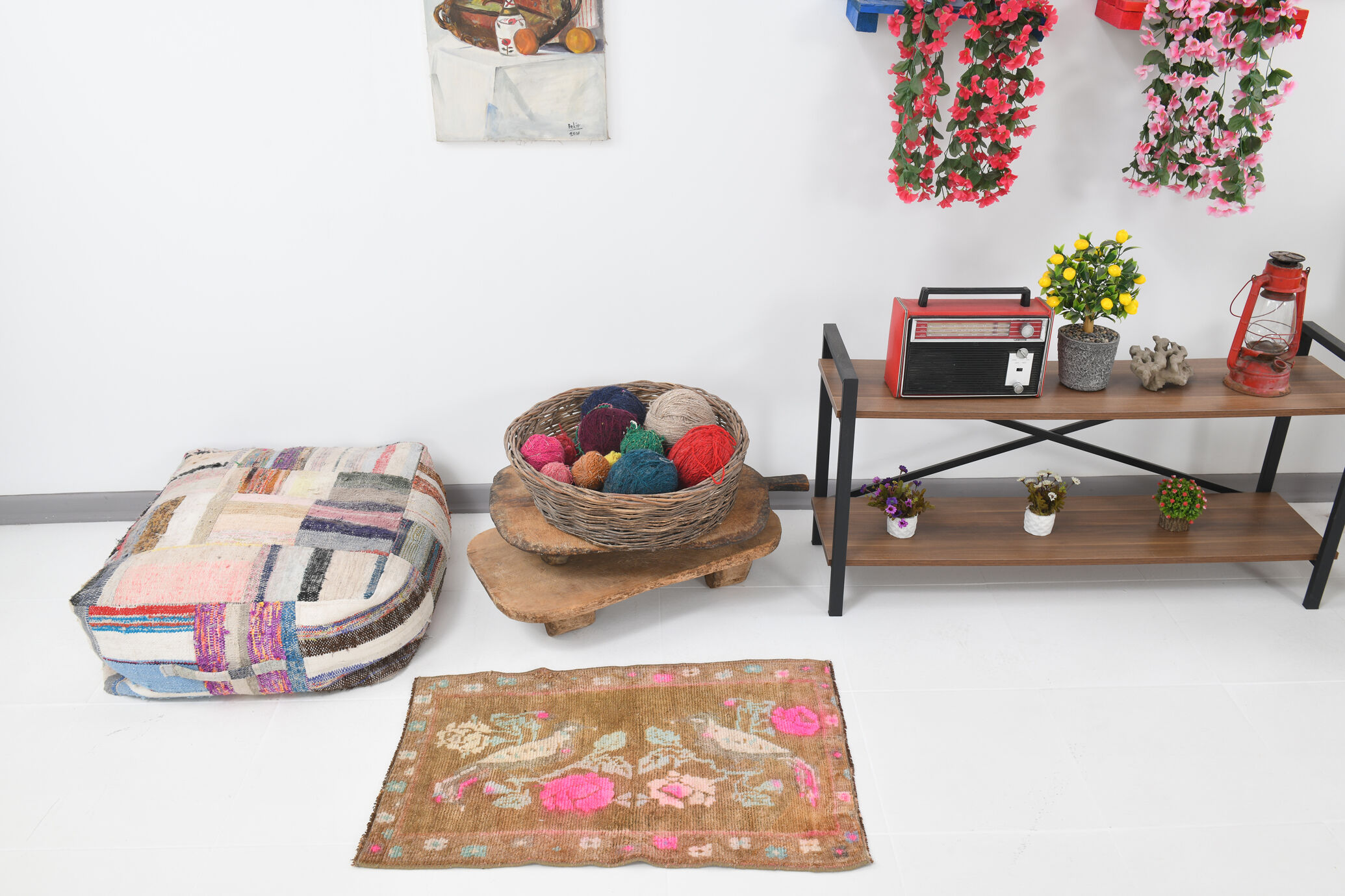 2x3 Brown and Pink Door Mat Rug, 88x56Cm FREE SHIPPING