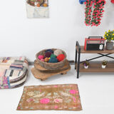 2x3 Brown and Pink Door Mat Rug, 88x56Cm FREE SHIPPING