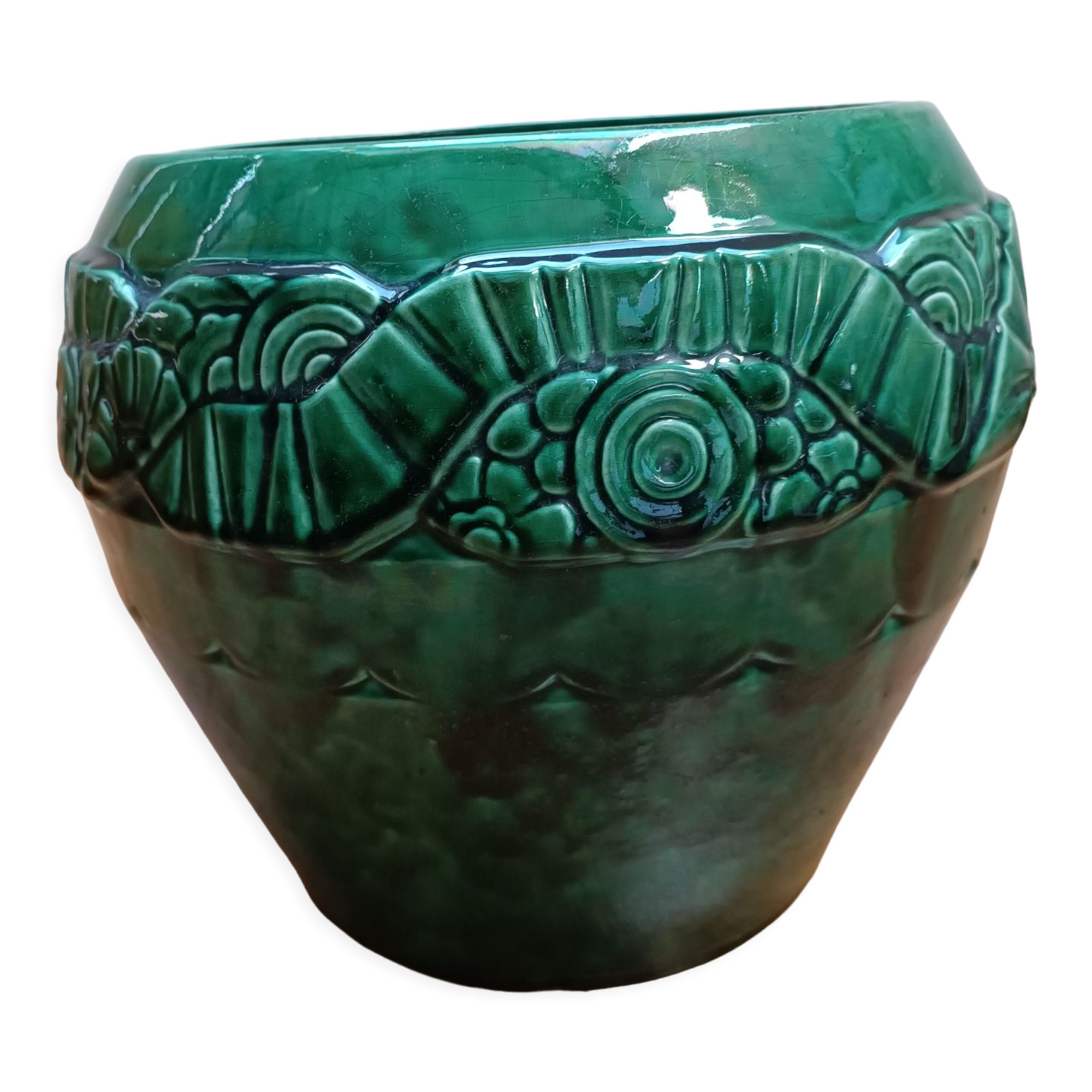 Cache pot in faience of Orchies, 50s