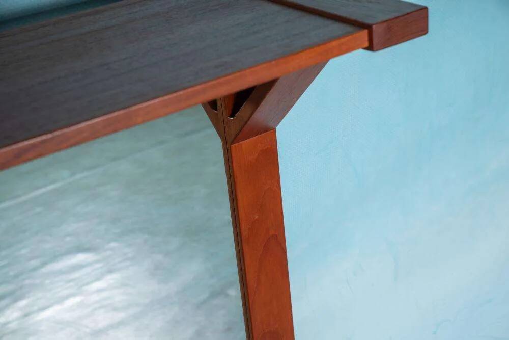 Danish teak mirror with shelf for hats from the 1960s.