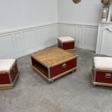 Industrial coffee table and stools