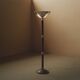Art Deco floor lamp in oak, metal and glass, circa 1930