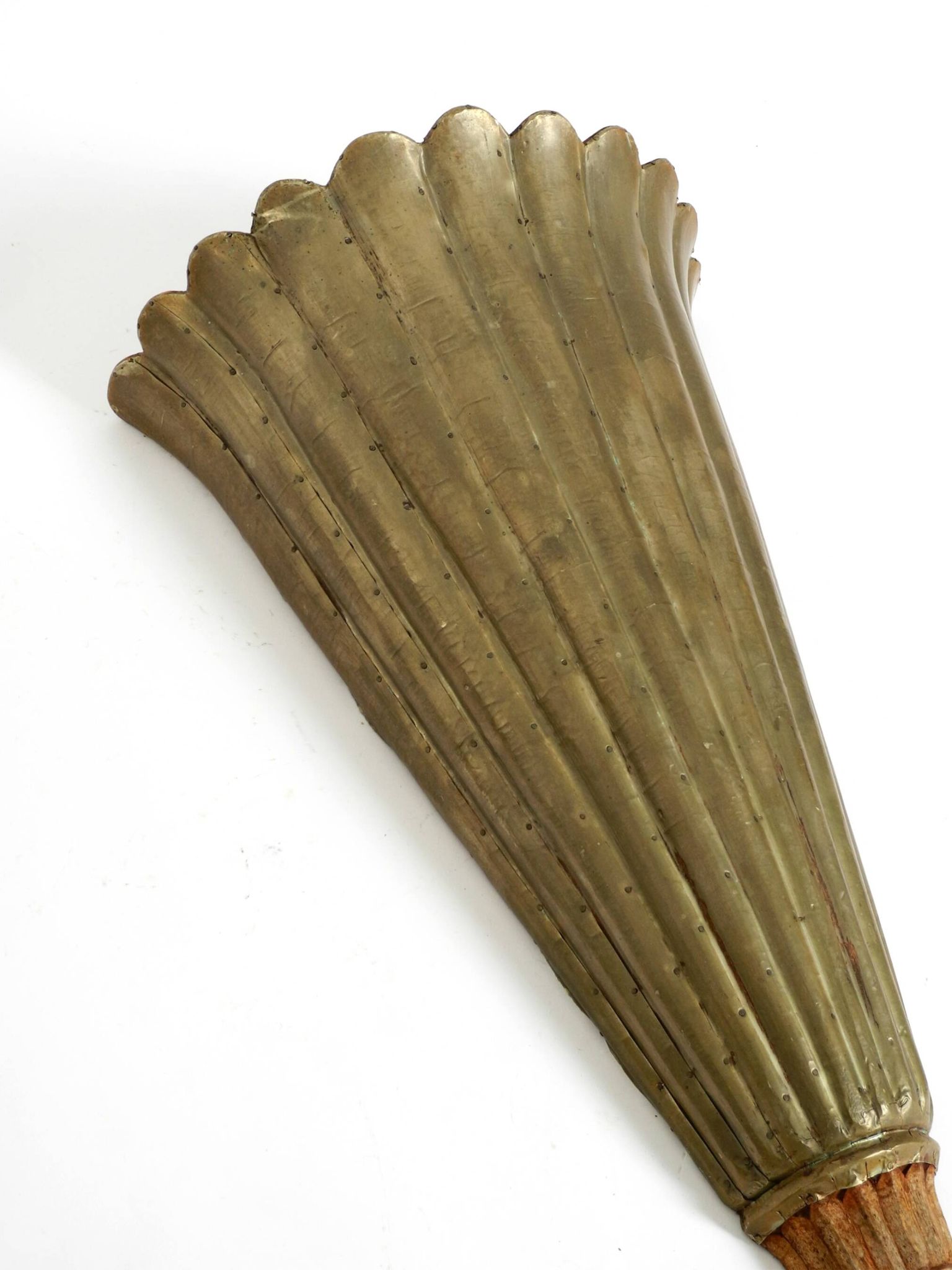 Two large, rare 1950s wall lamps made of wood with aluminum cladding