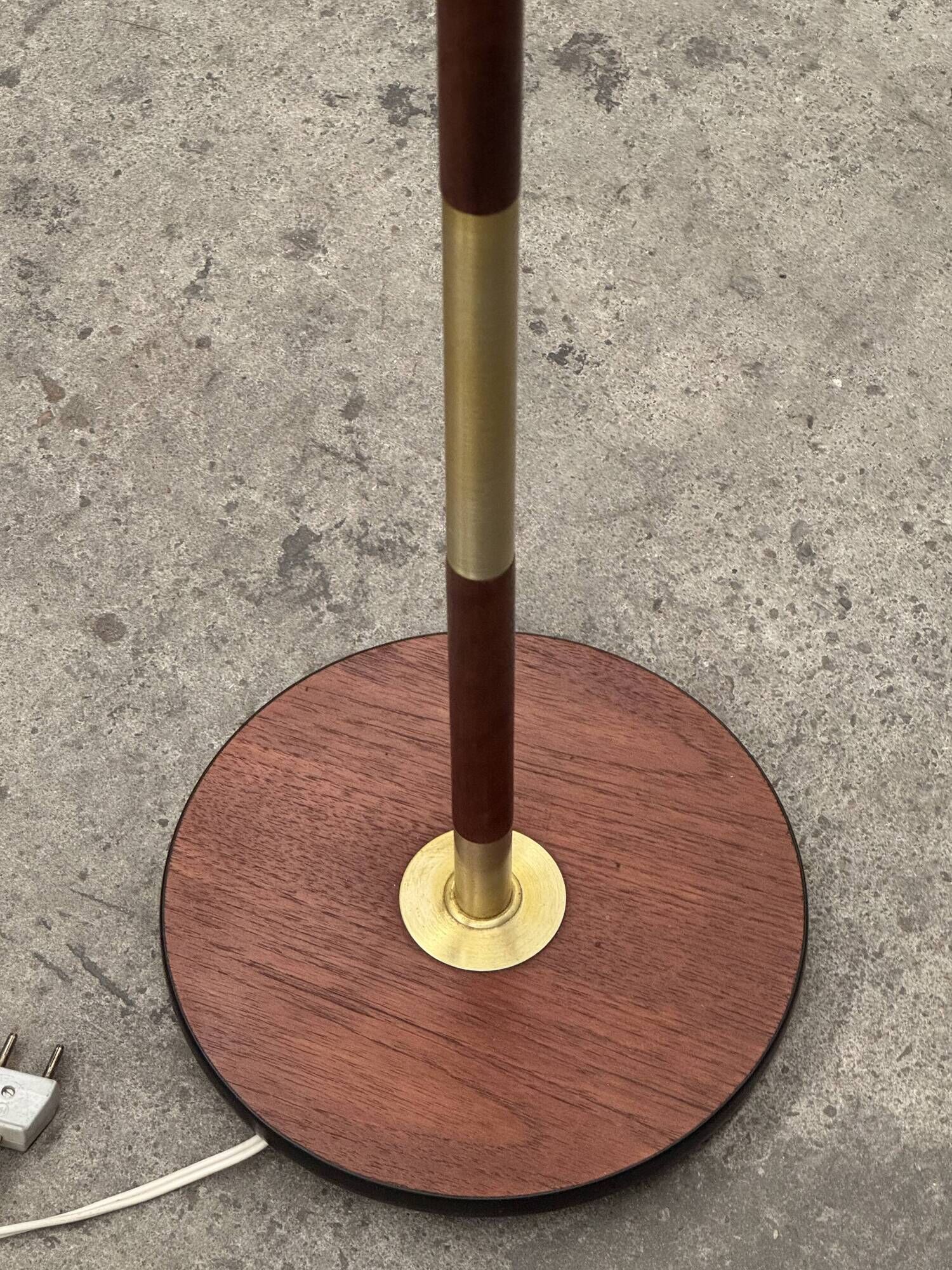 Scandinavian teak and brass floor lamp