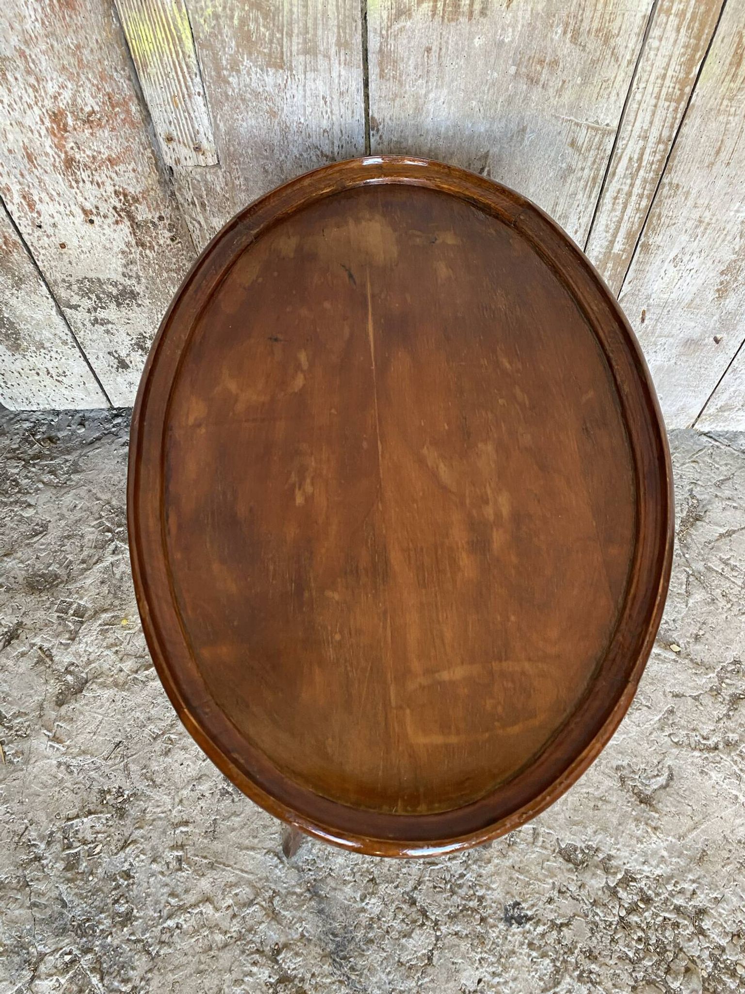 Antique Oval Cocktail Table Guéridon LOUIS XV Wooden Curved Legs Vintage