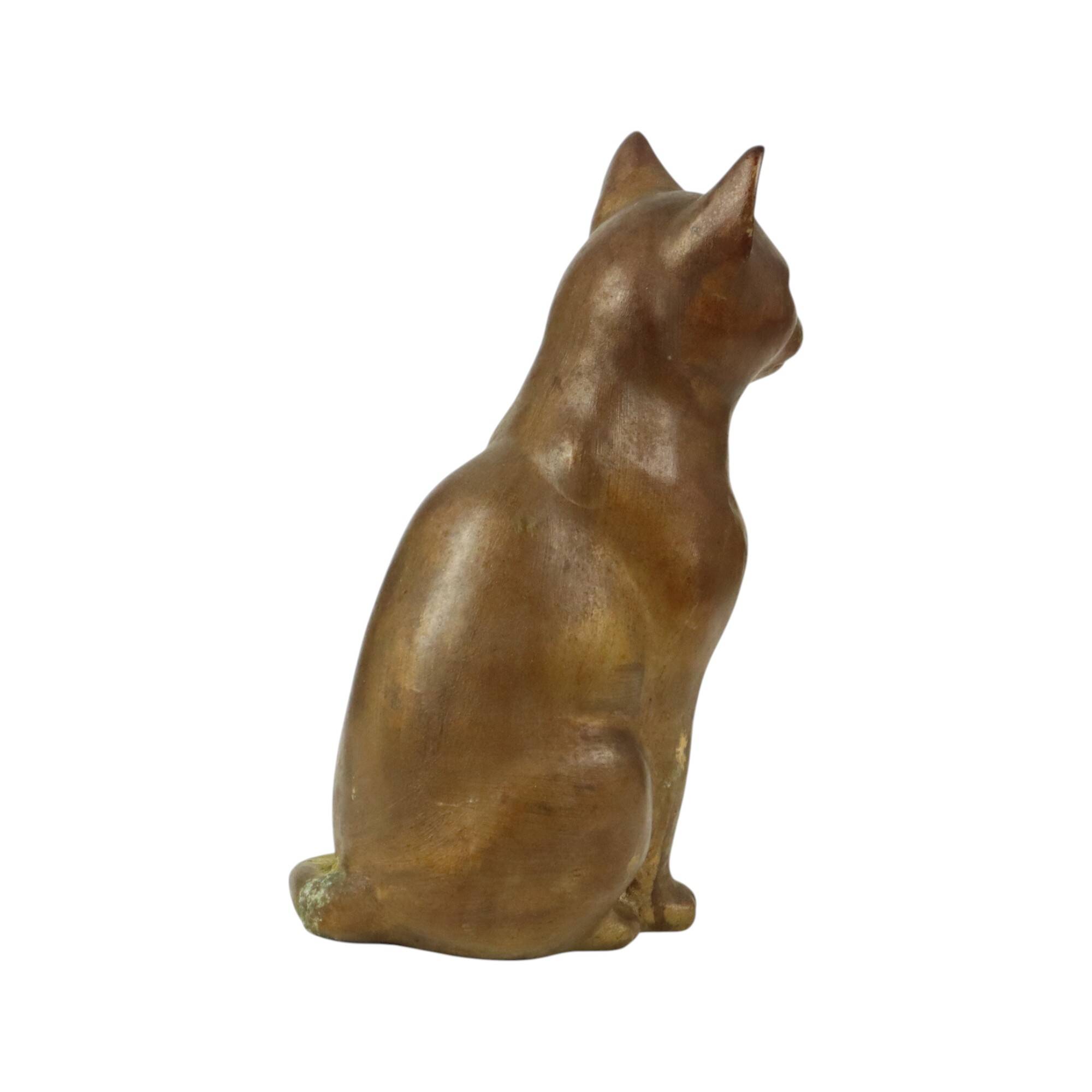 Vintage Cat Statue Bronze Sculpture Cat Decorative 24cm