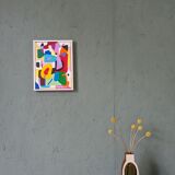 Contemporary Abstract Swedish "The Peach", Small Geometric Abstract Acrylic Painting, 2019