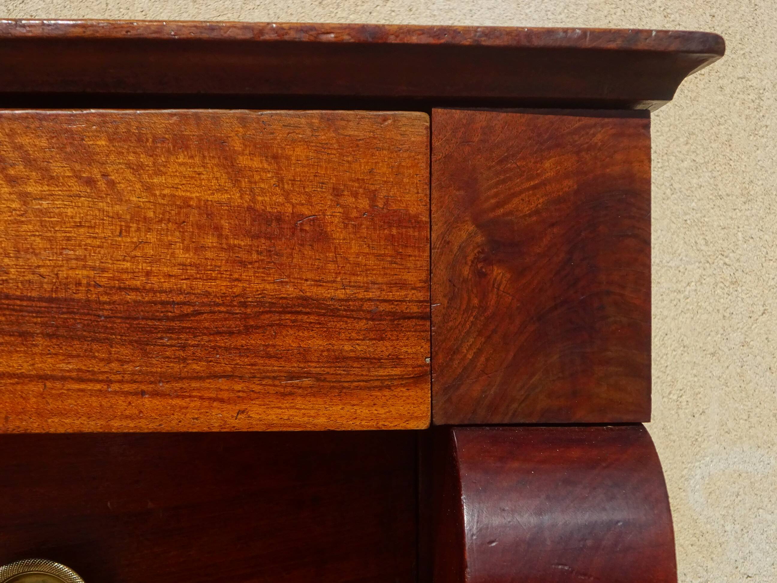 Antique solid walnut chest of drawers with scrolls