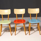 Mid century color dining chairs  1960´s, Czechoslovakia, set of 18