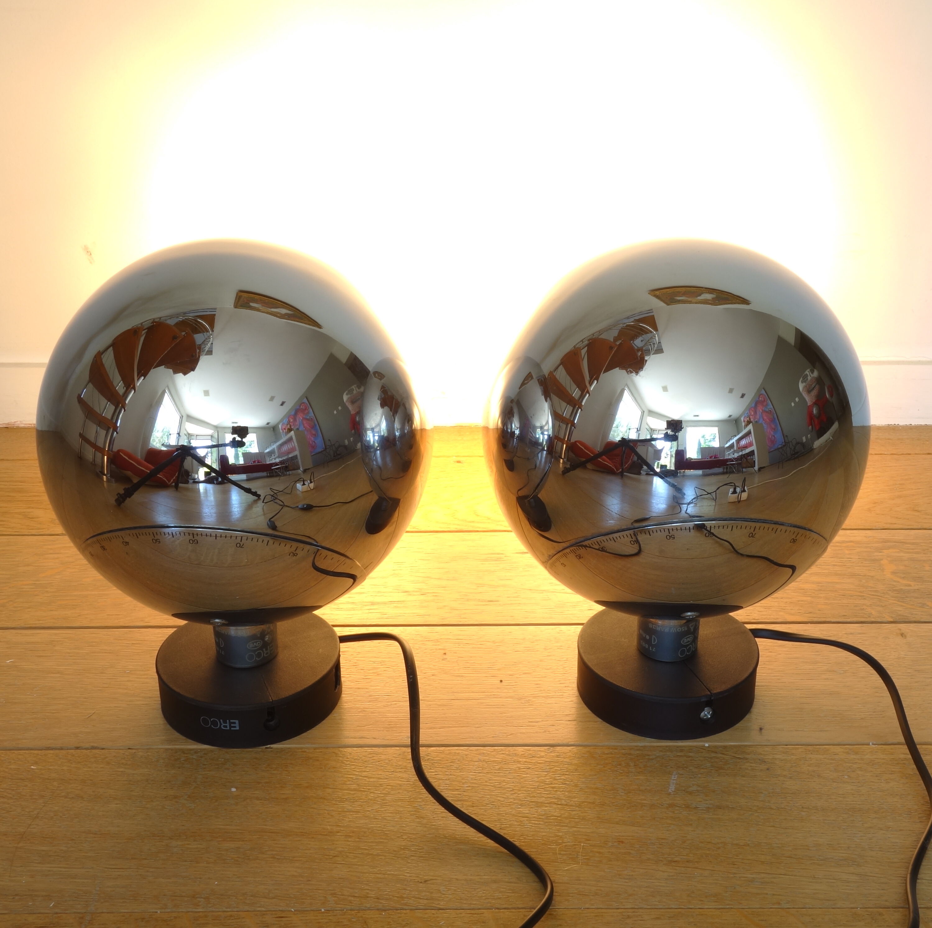 Pair of spherical table lamps circa 1970