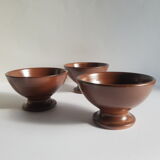 Set of 3 vintage ceramic arts brown piedouche bowls