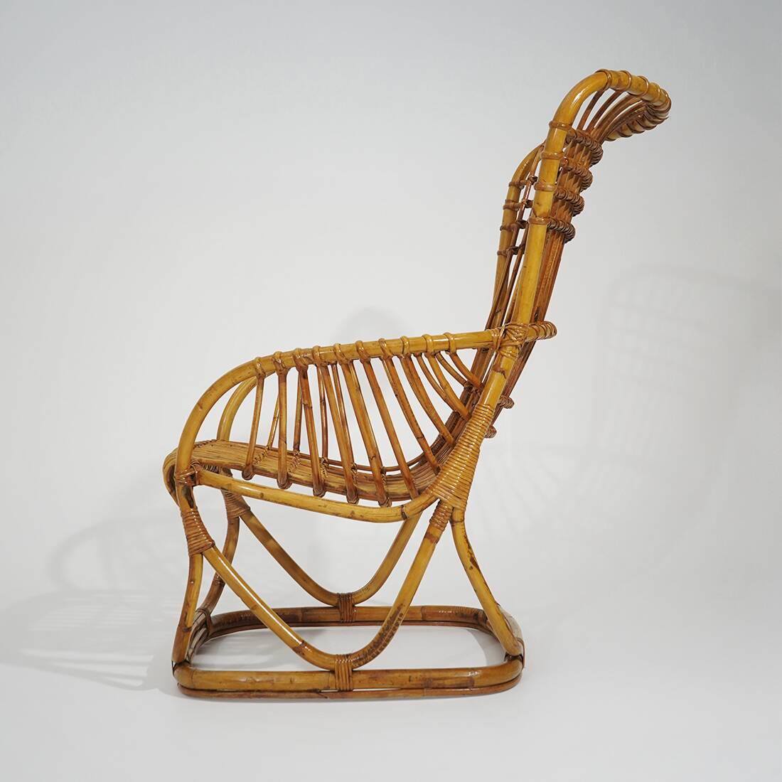 Rattan and woven cane armchair, 1960s