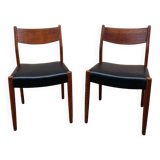 Vintage Scandinavian chairs in wood and leatherette restored