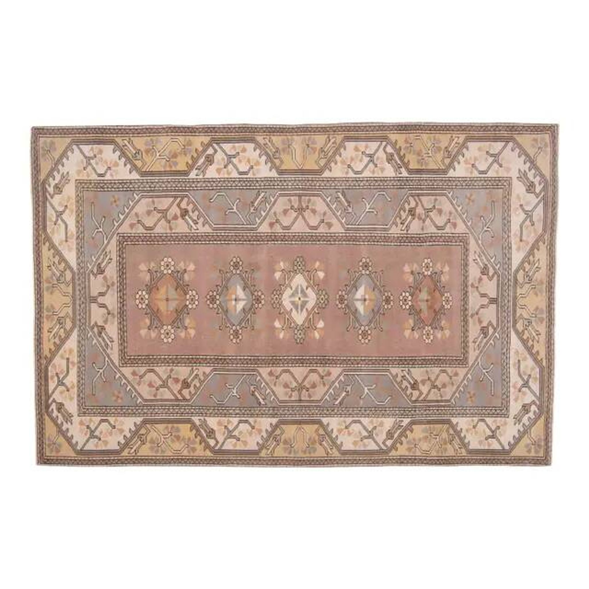 1970s Turkish Oushak Handmade Wool Cotton Brown Area Rug 183x248