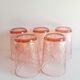 Set of 5 vintage rosaline twisted water glasses